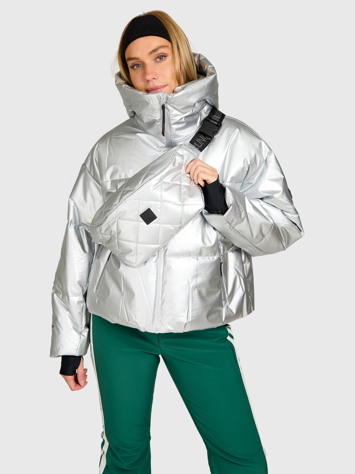 Fiaskia-Metallic Women Snow Jacket | Silver
