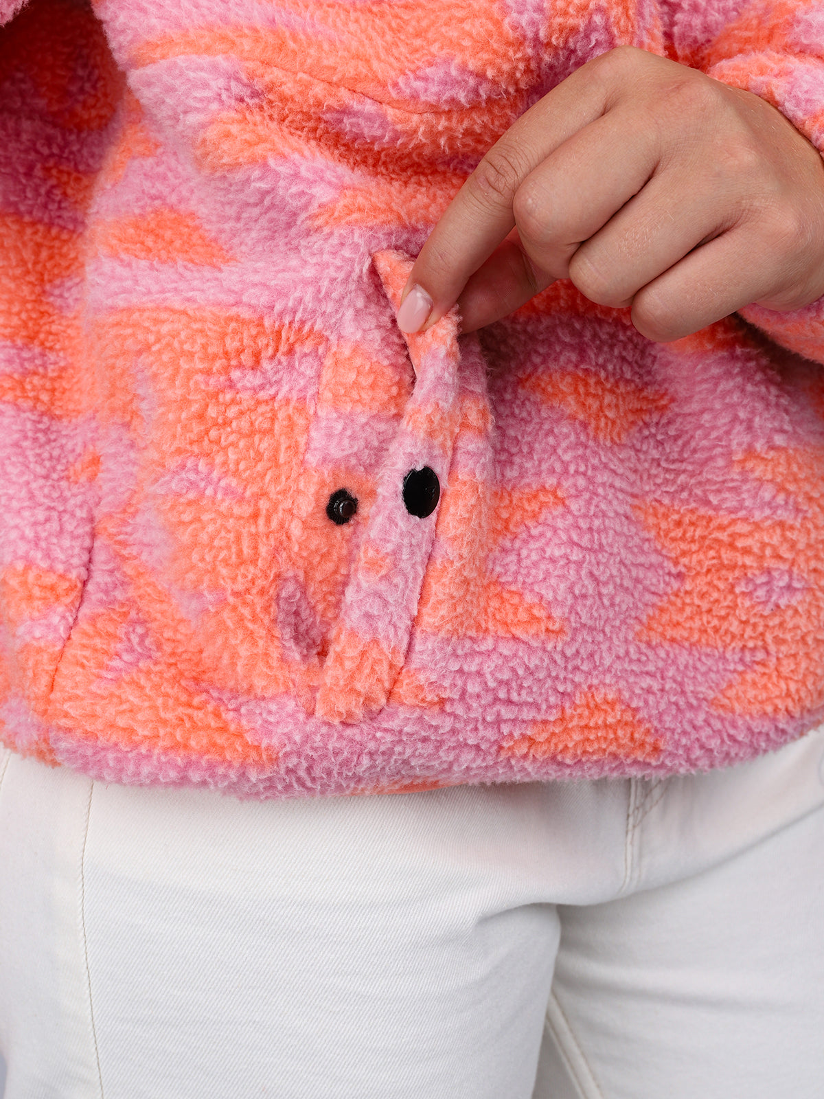 Powchou-Print Dames Fleece | Polar Pink