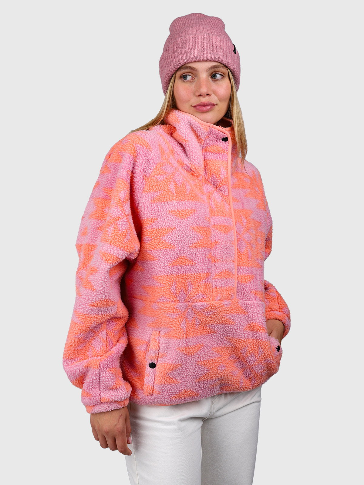 Powchou-Print Dames Fleece | Polar Pink
