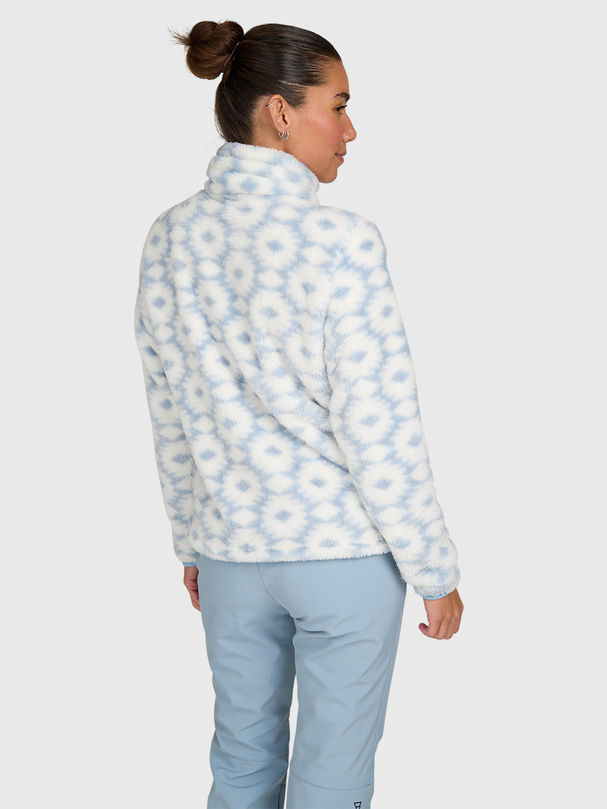 Kyoto-Print Women Fleece | Pale Blue