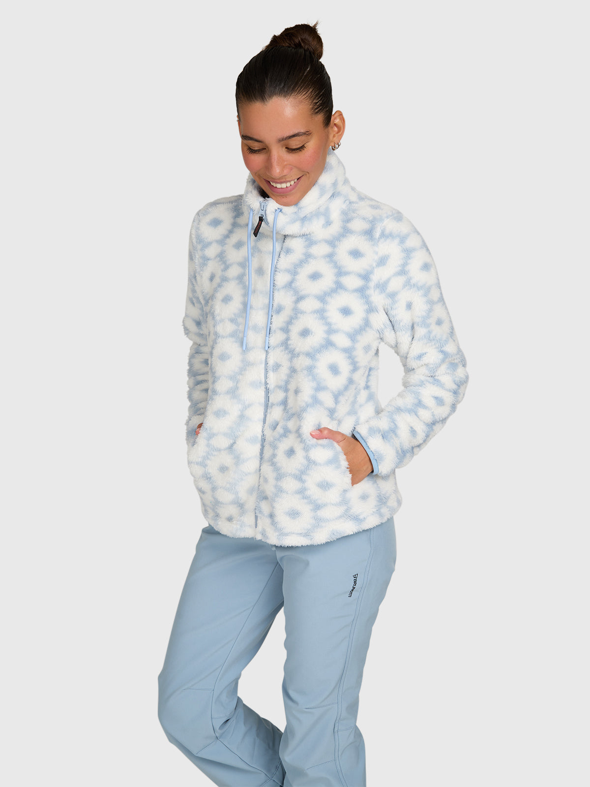 Kyoto-Print Women Fleece | Pale Blue