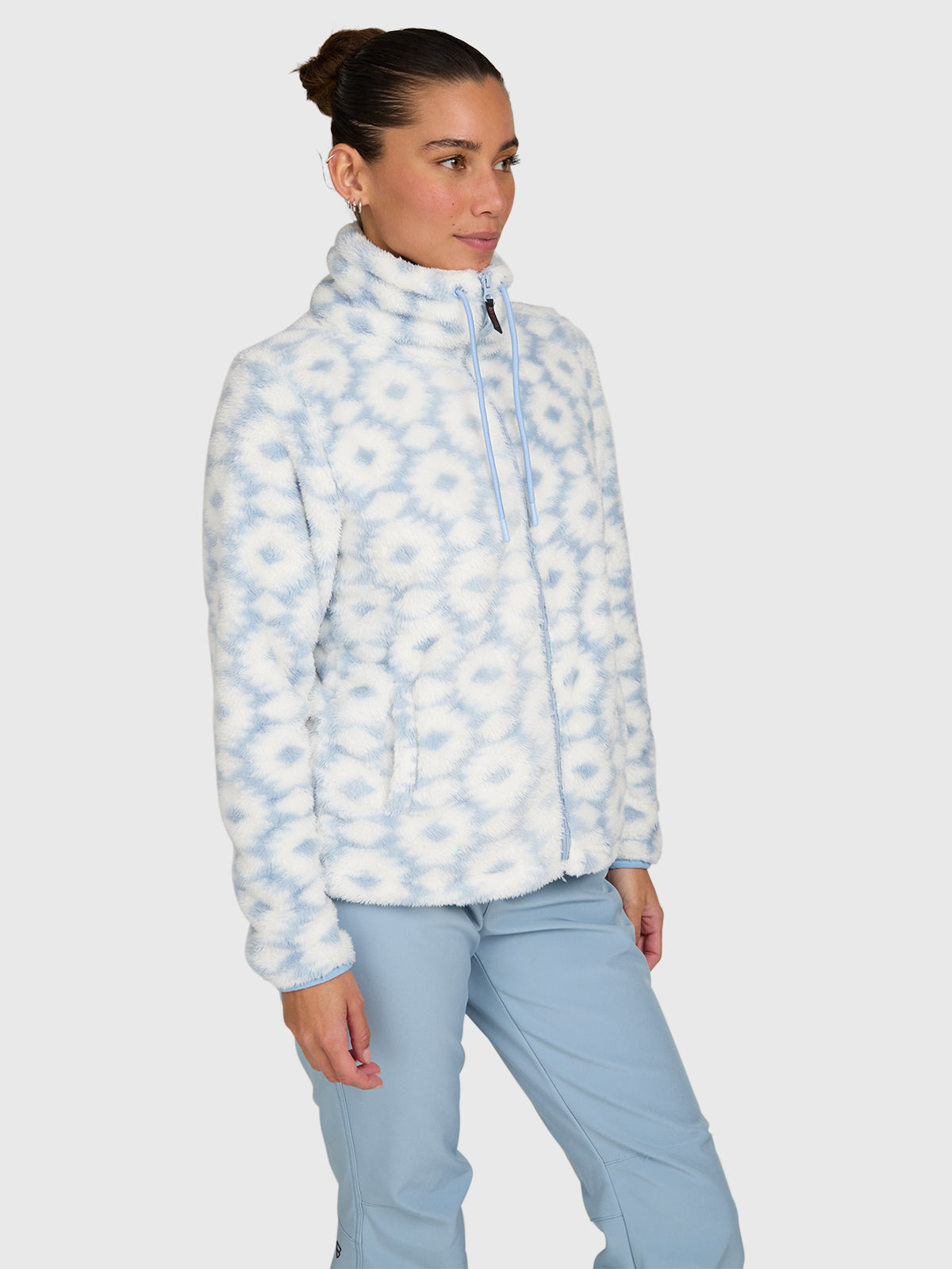 Kyoto-Print Women Fleece | Pale Blue