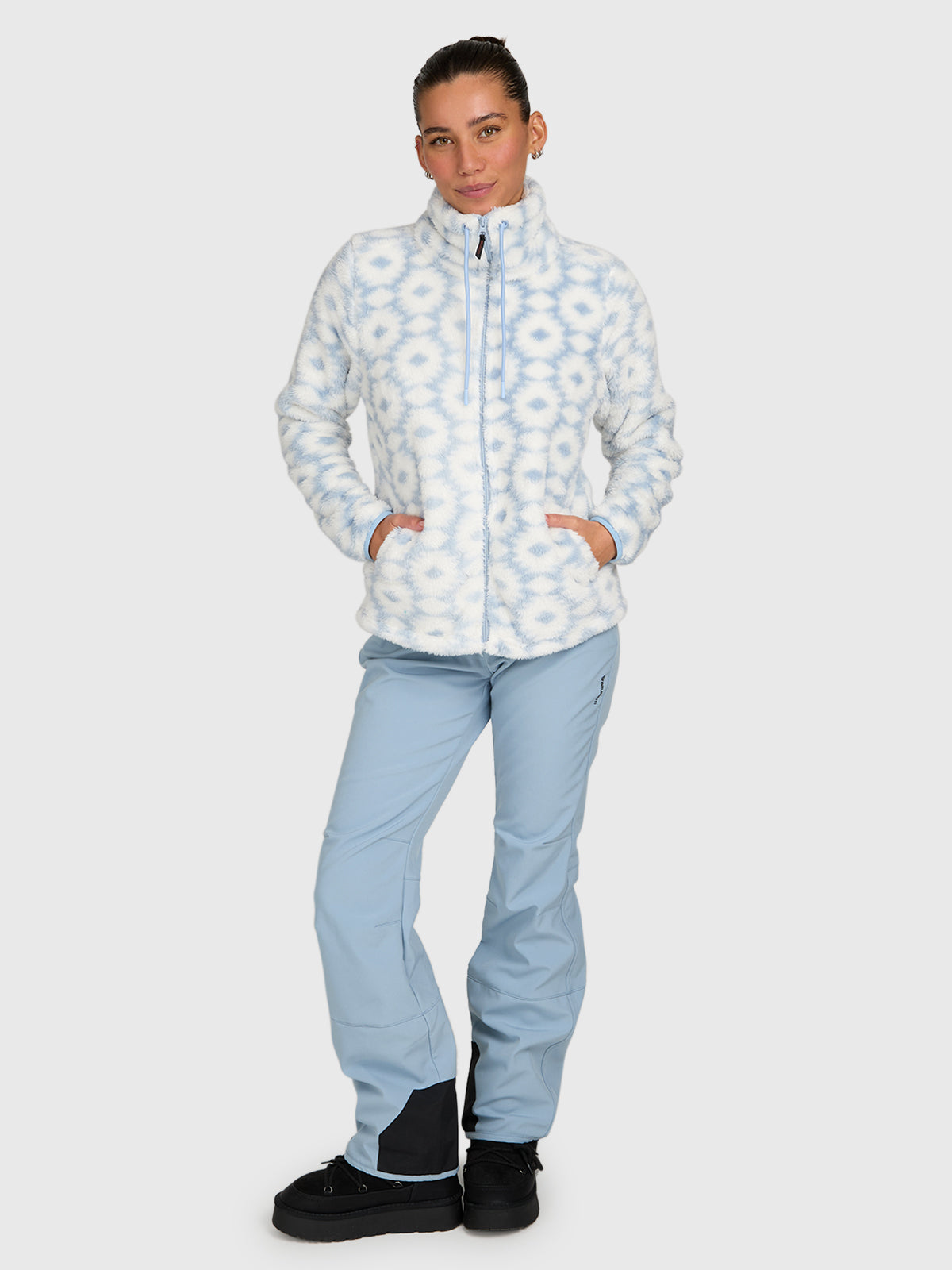 Kyoto-Print Women Fleece | Pale Blue