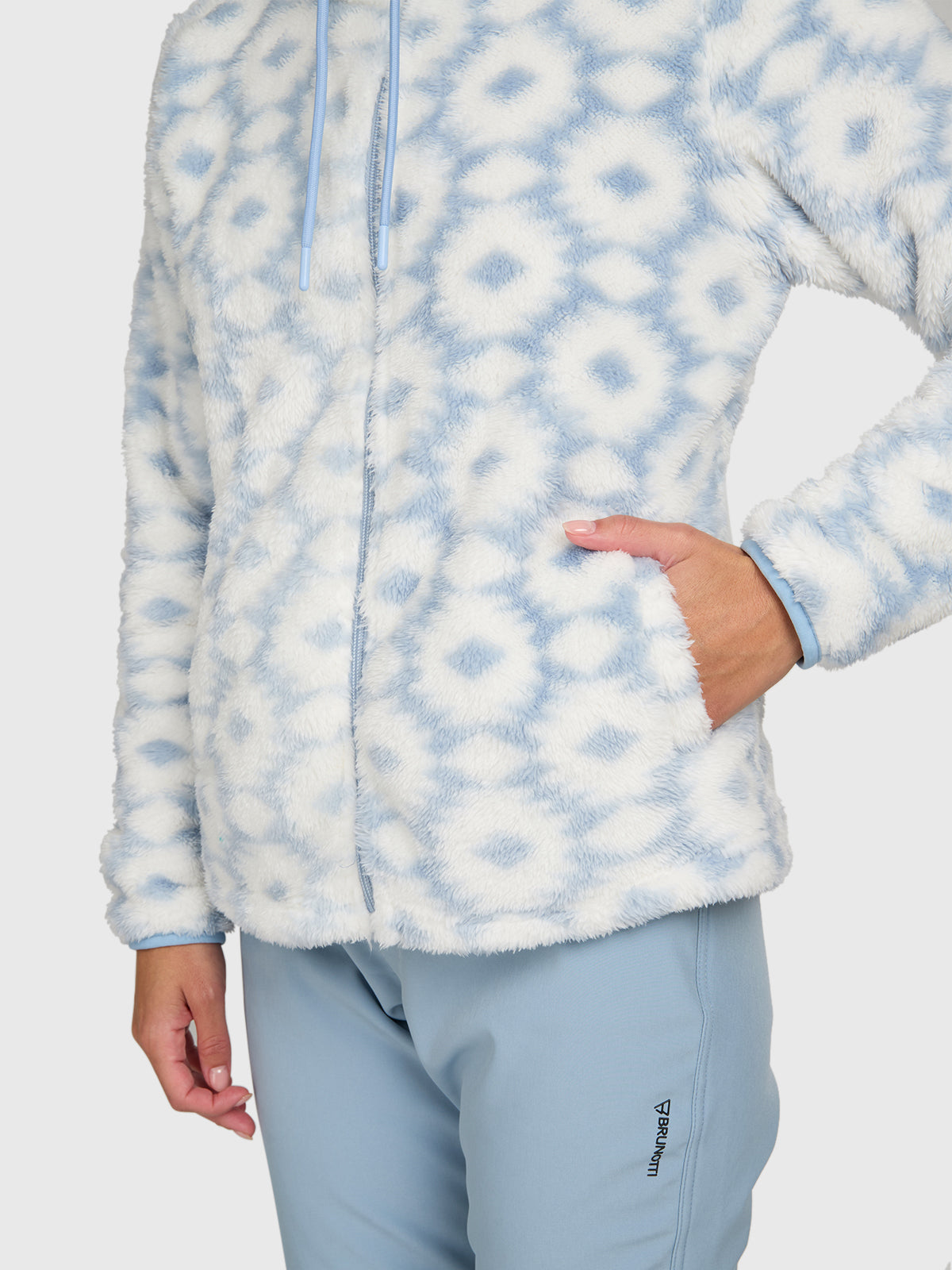 Kyoto-Print Women Fleece | Pale Blue
