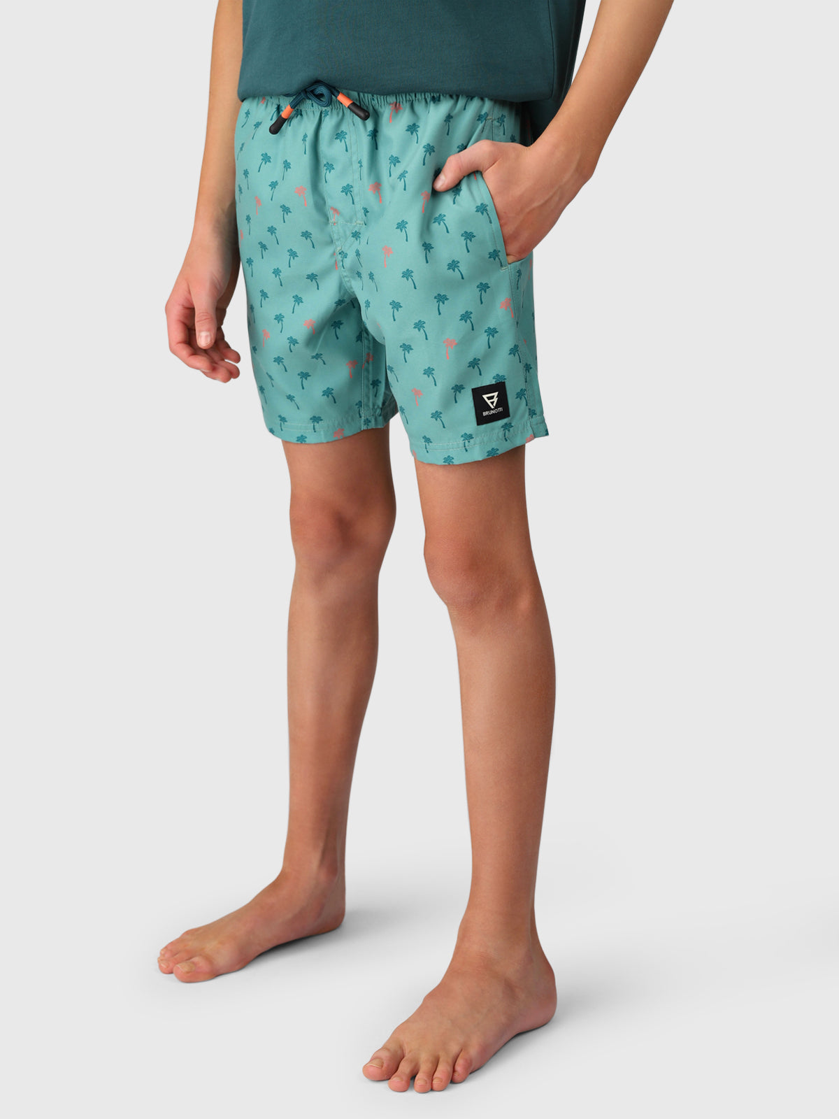 Cestery-Palm Boys Swim Shorts | Bottle Green