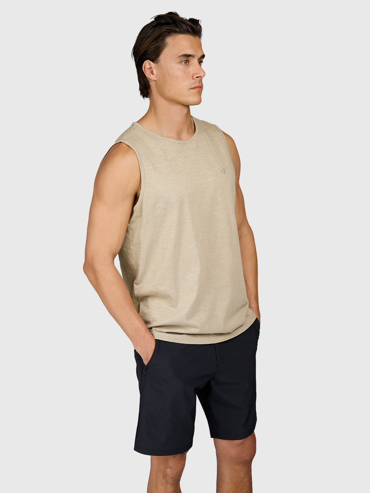 Malaku-Slub Herren Singlet | Chinchilla