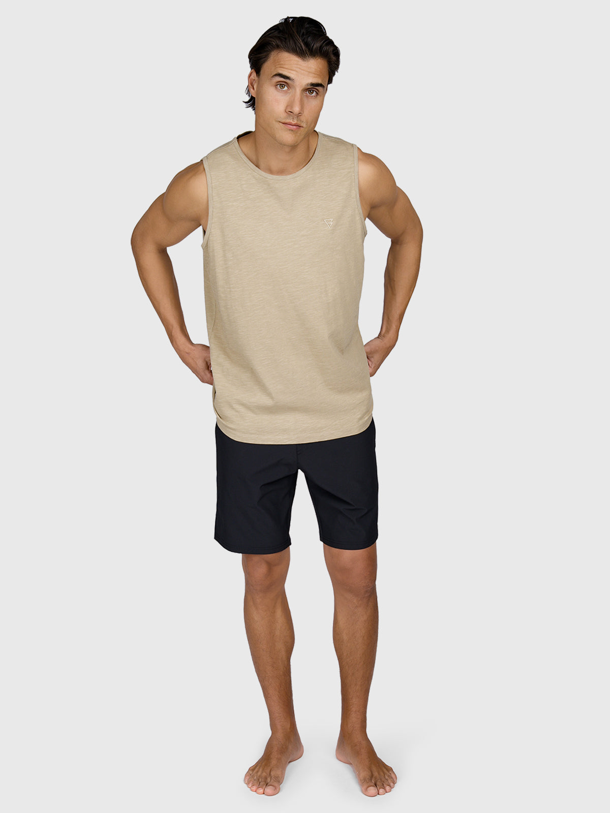 Malaku-Slub Herren Singlet | Chinchilla