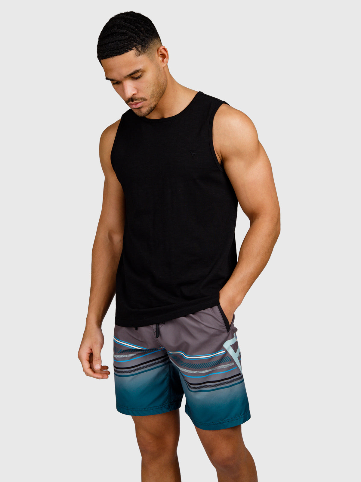 Malaku-Slub Herren Singlet | Schwarz