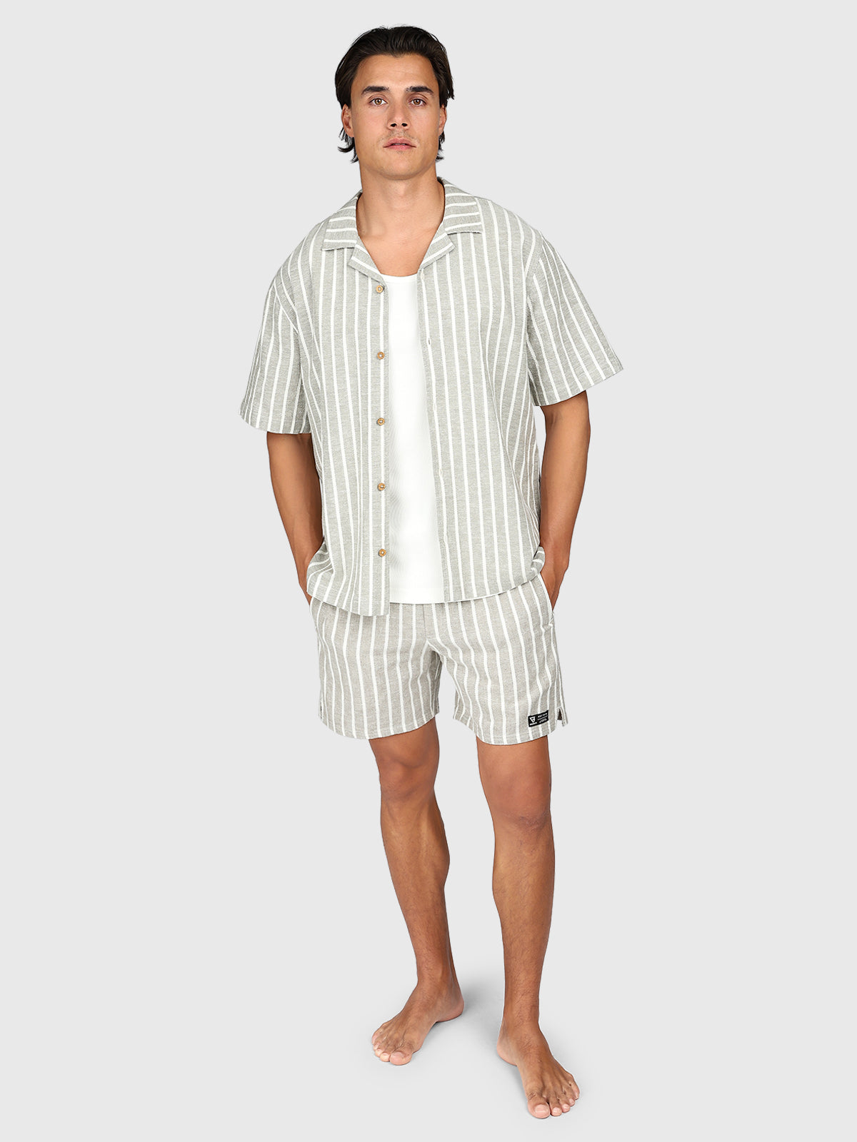Aiden-Stripe Heren Walk Shorts | Snow