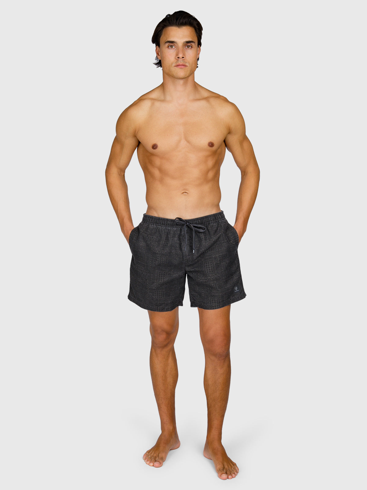 Helios-Print Men Swim Shorts | Black