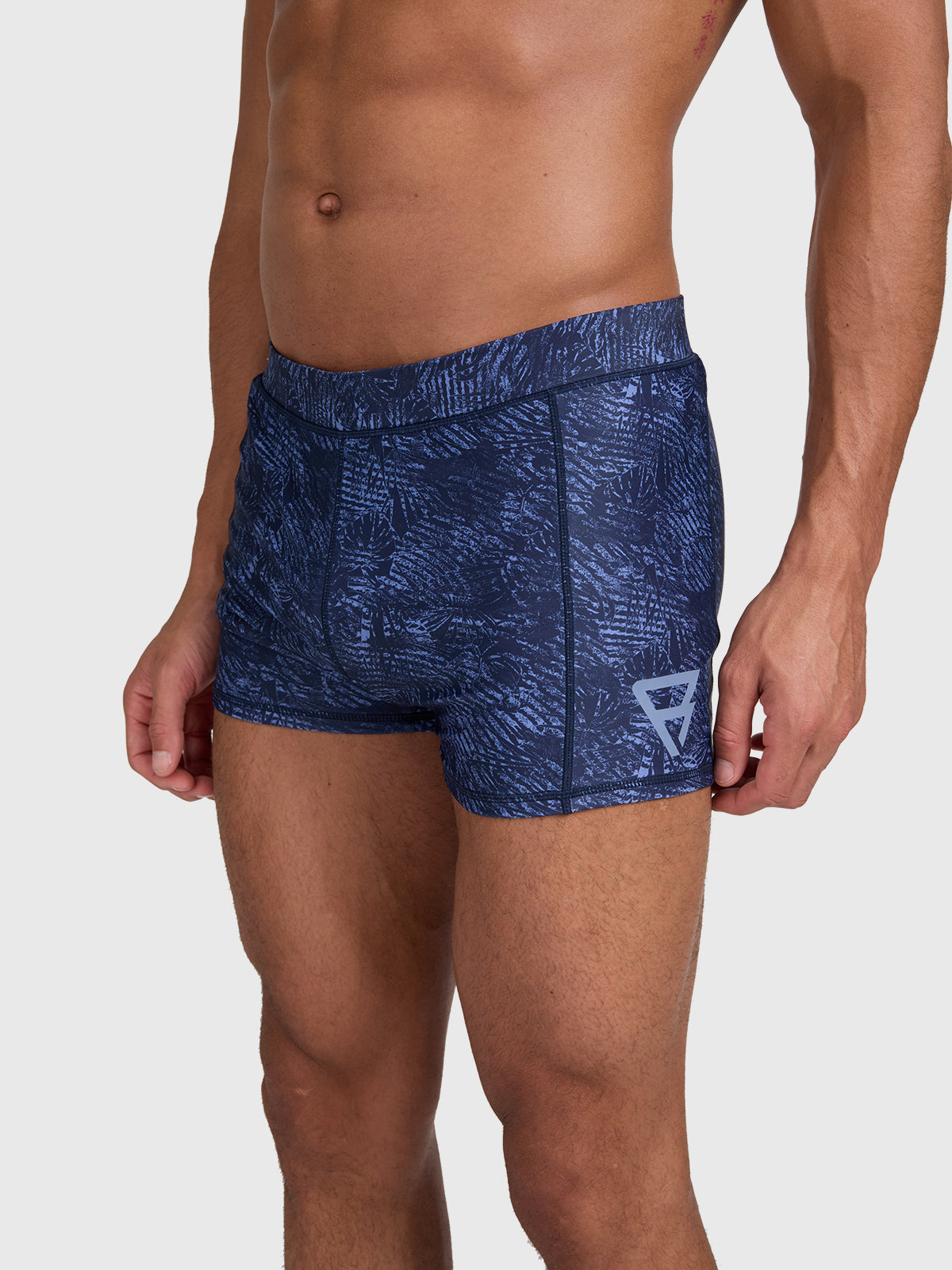 Samier-Print Men Swim Trunks | Indigo Blue