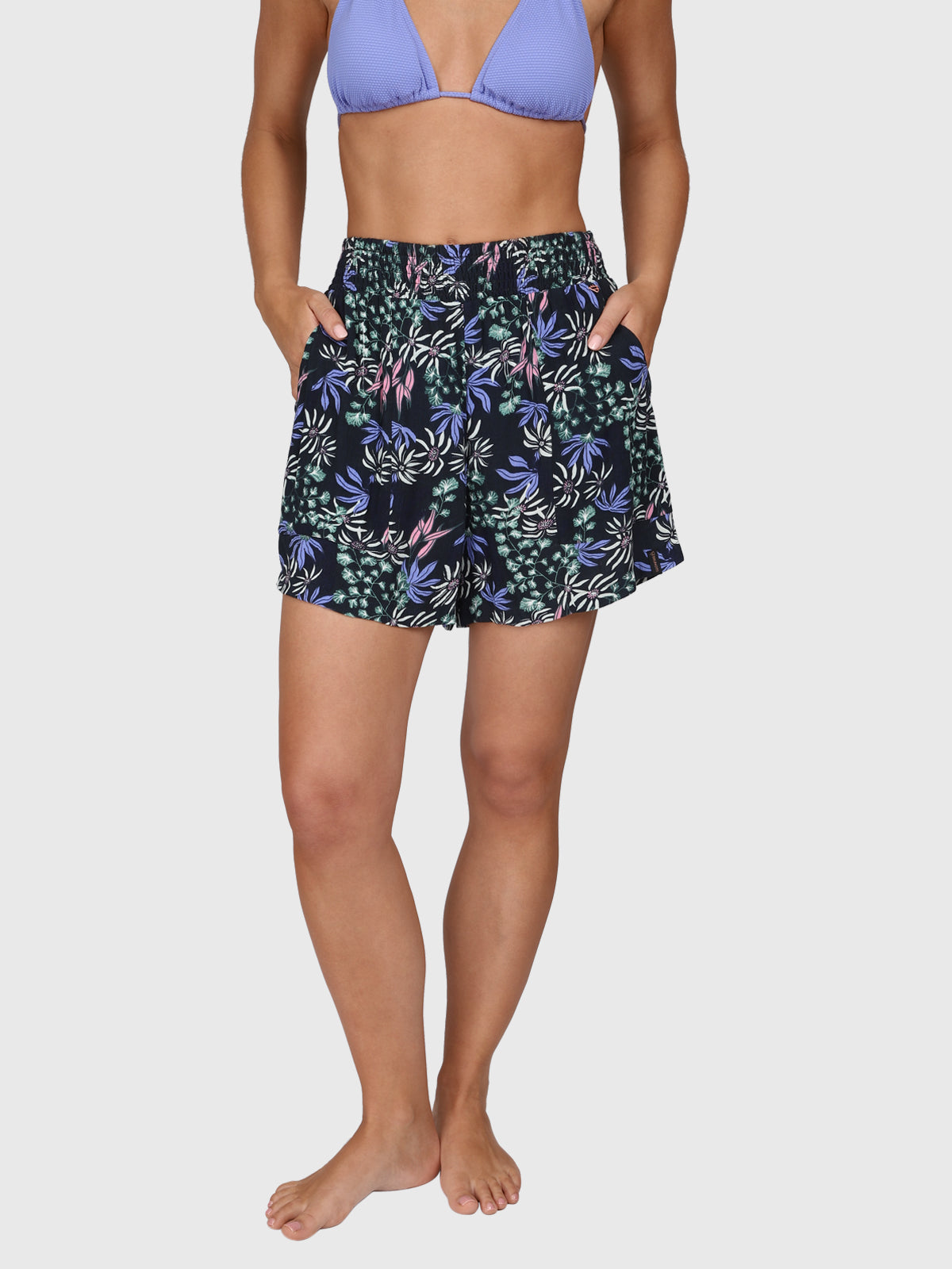 Essia-Print Women Shorts | Black