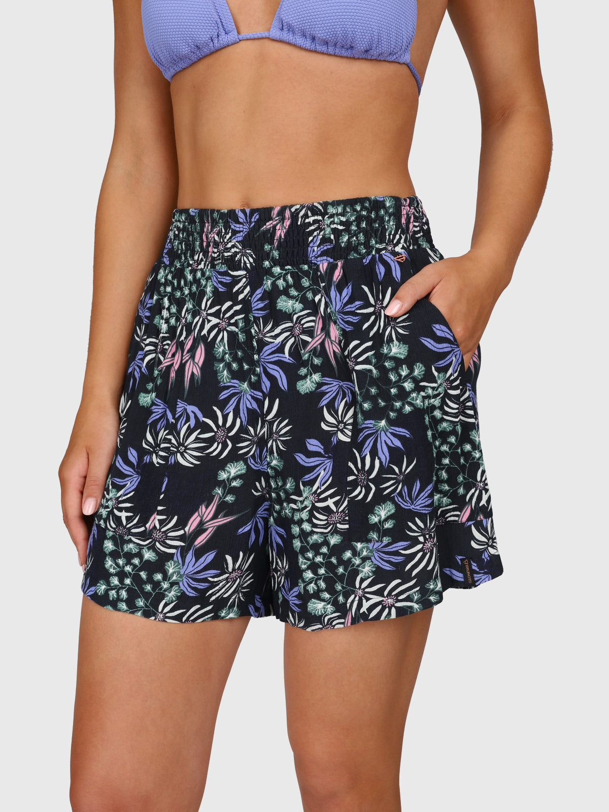 Essia-Print Women Shorts | Black