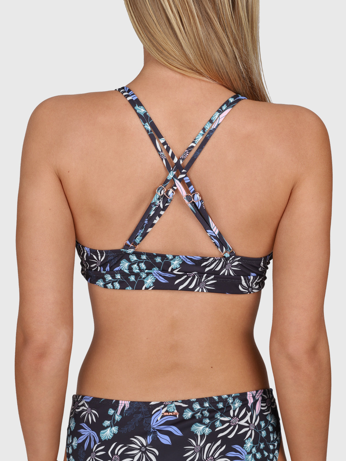 Delphinia-Print Women Bikini Top | Black