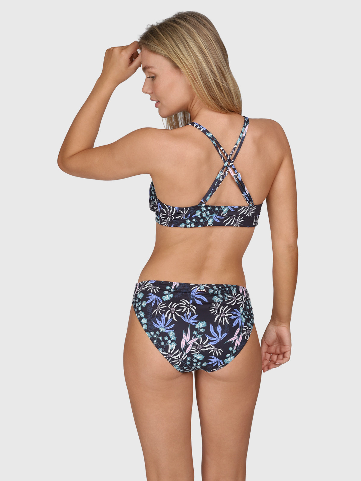 Delphinia-Print Women Bikini Top | Black