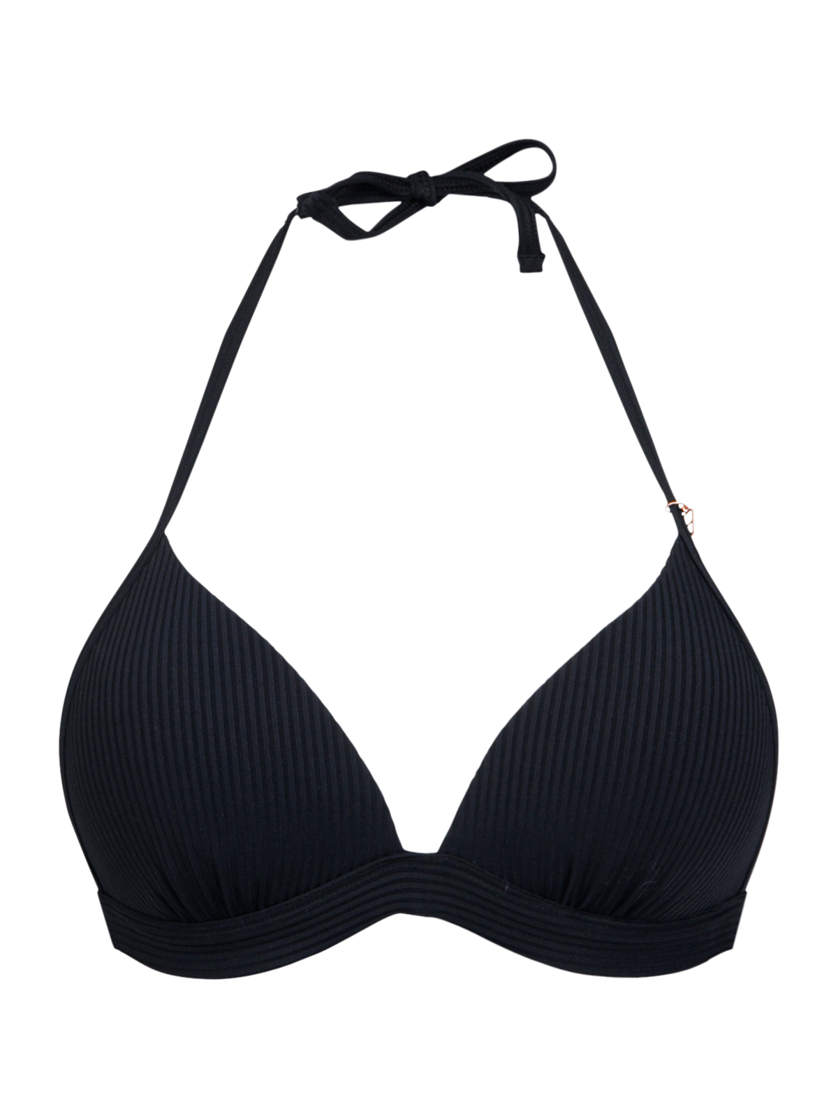 Lisselot-Rib Women Bikini Top | Black