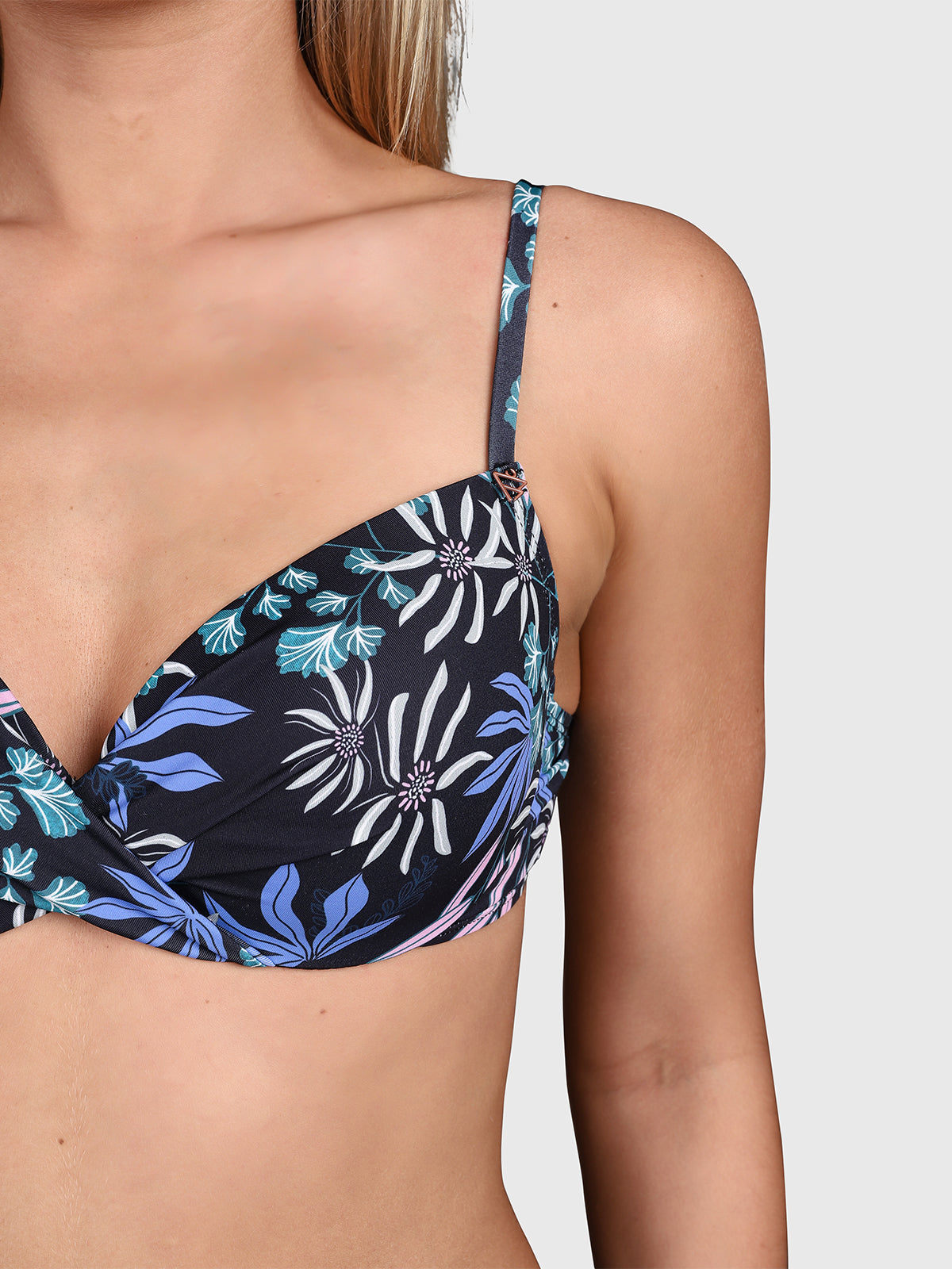 Stefana-Print Women Bikini Top | Black