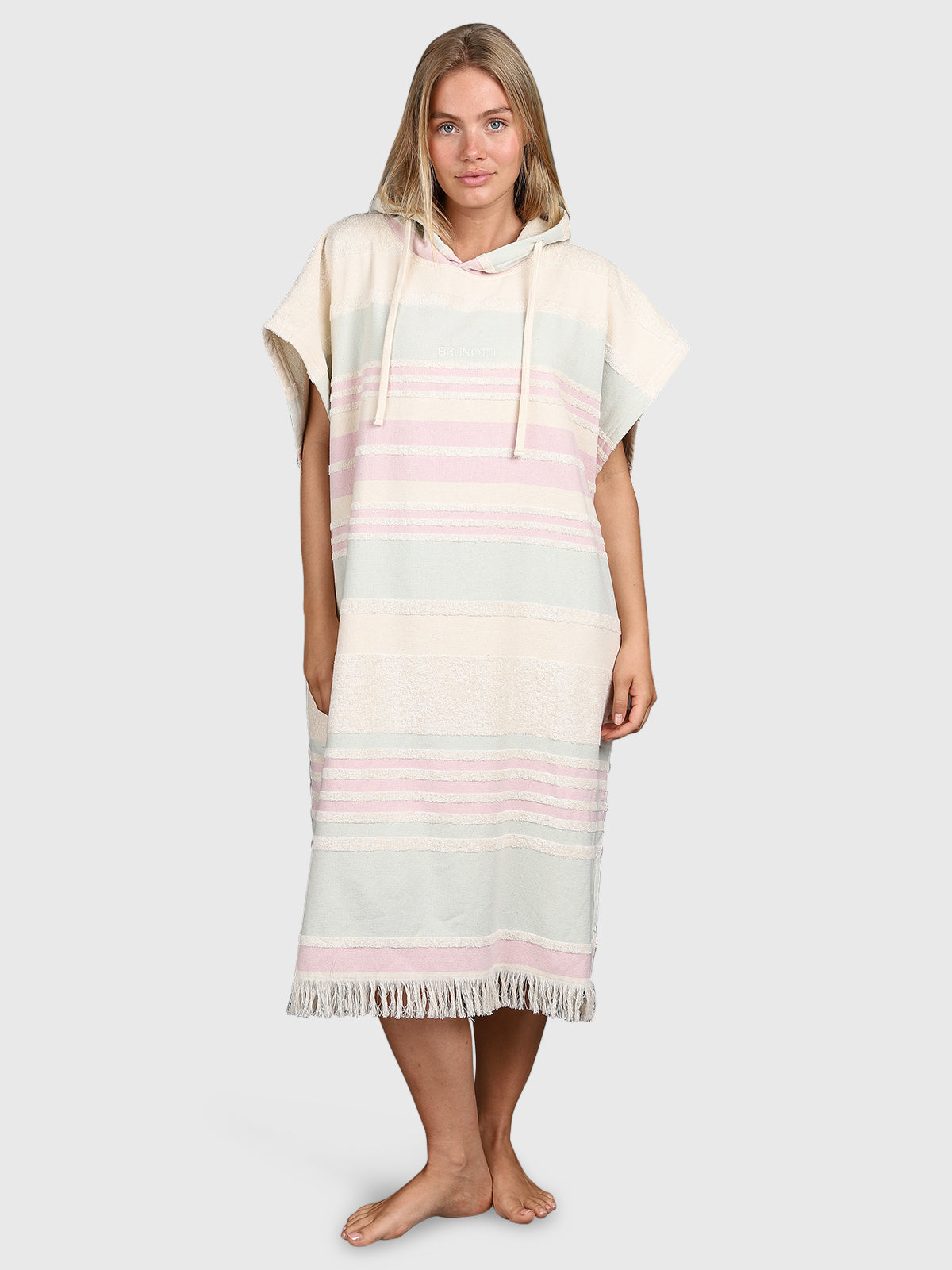 Stripey Women Poncho | Aqua Grey