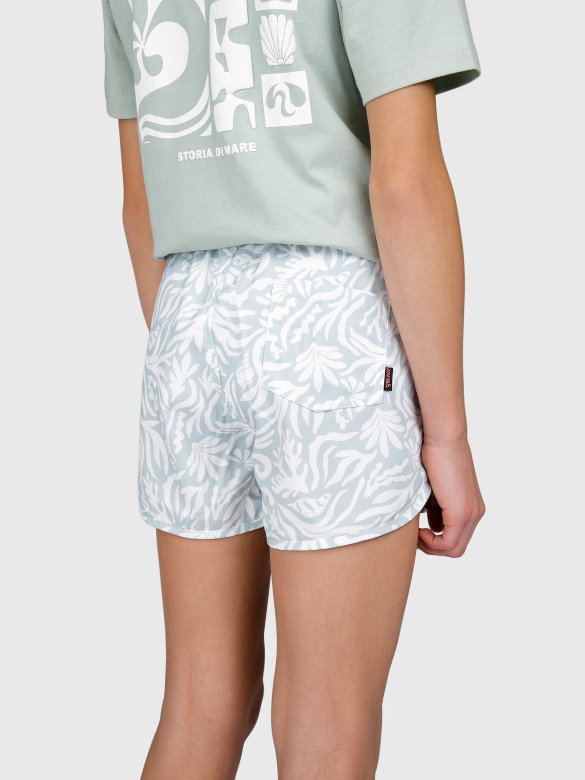 Tulya-Print Girls Swim Shorts | Aqua Grey