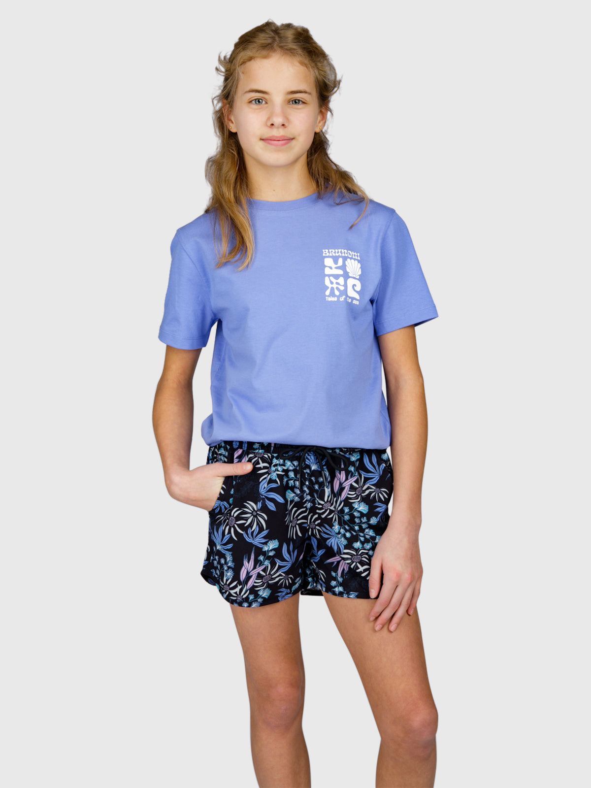 Tulya-Print Girls Swim Shorts | Black