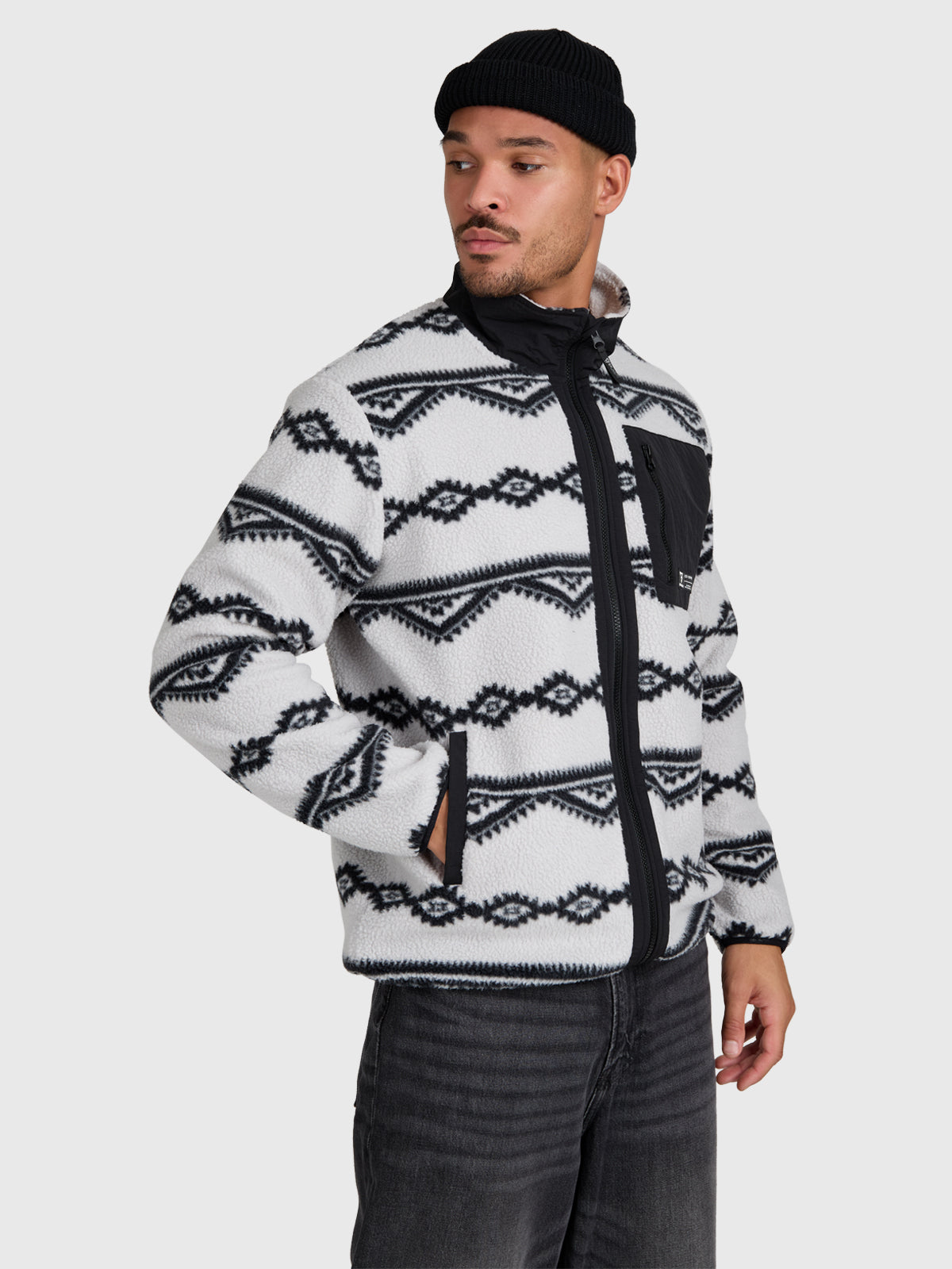Kevio-Zip Men Urban Fleece | Soft Grey