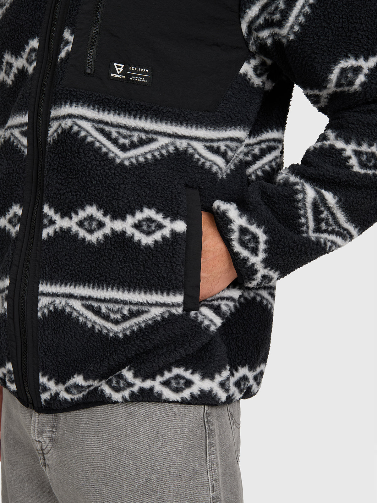 Kevio-Zip Men Urban Fleece | Black