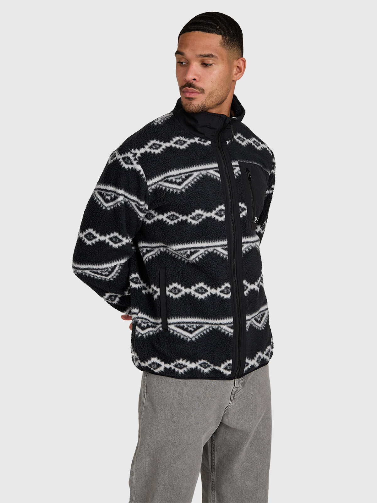 Kevio-Zip Men Urban Fleece | Black