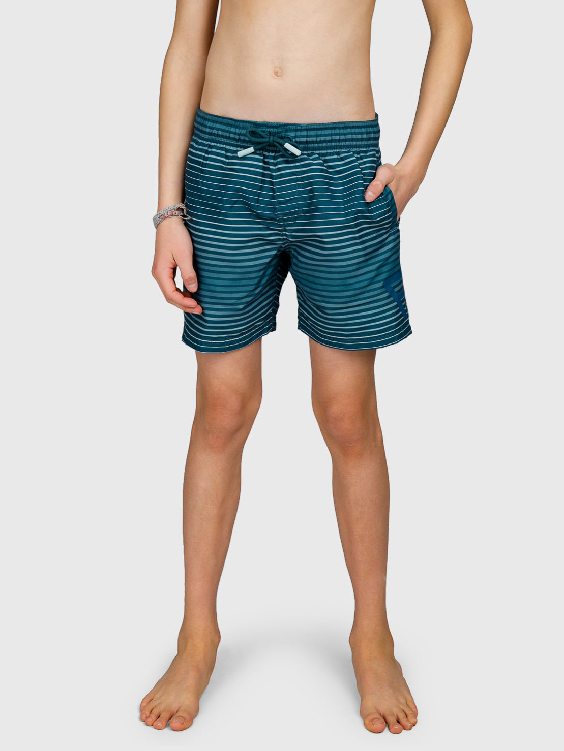 Cestery-Stripe Boys Swim Shorts | Mist
