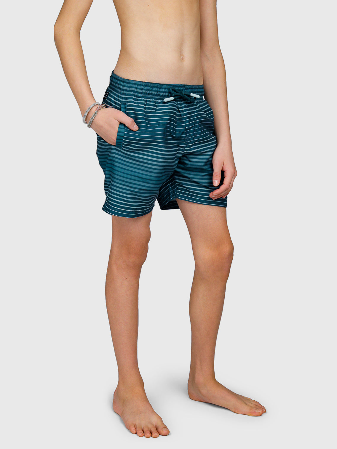 Cestery-Stripe Boys Swim Shorts | Mist