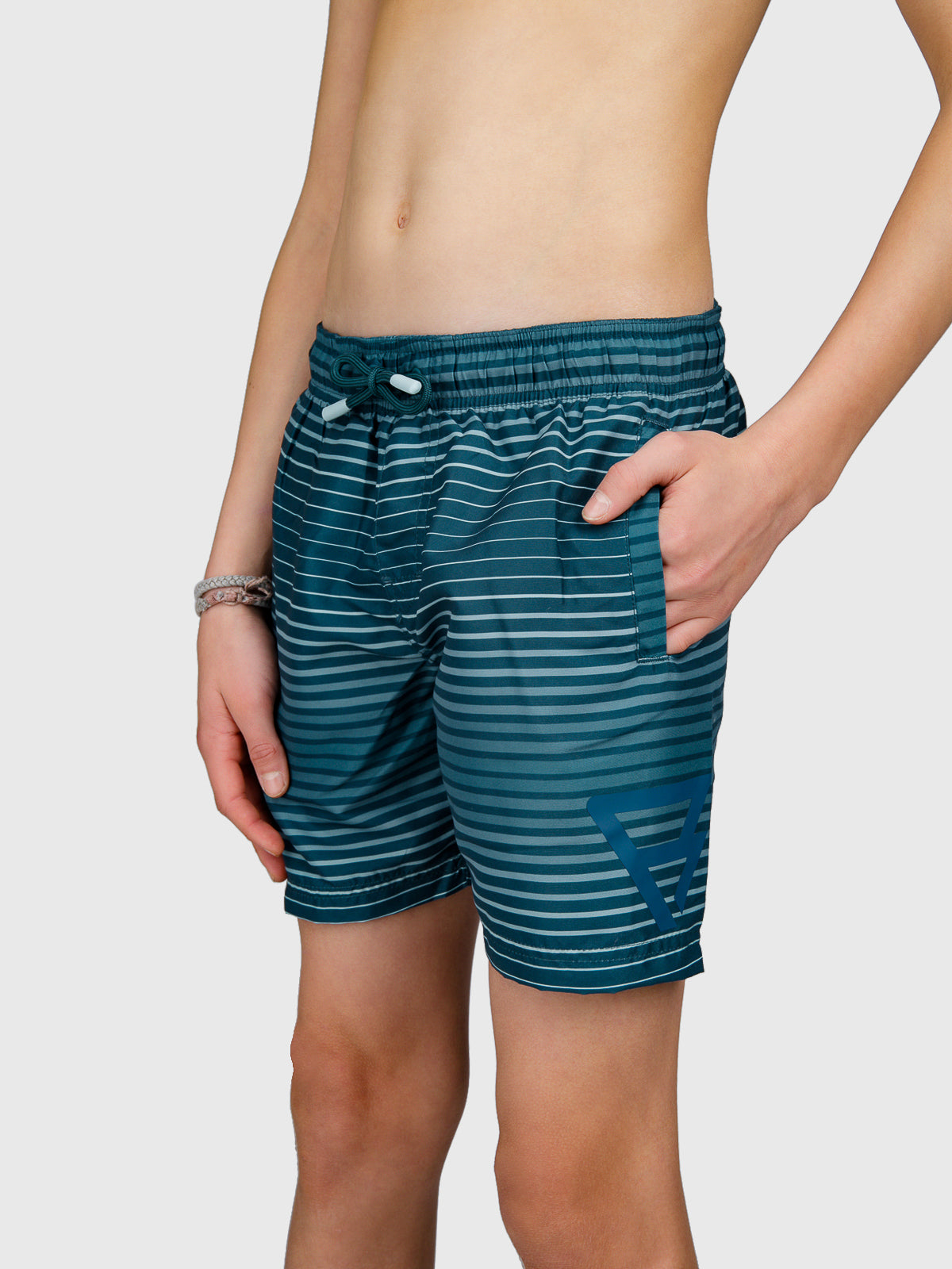 Cestery-Stripe Boys Swim Shorts | Mist