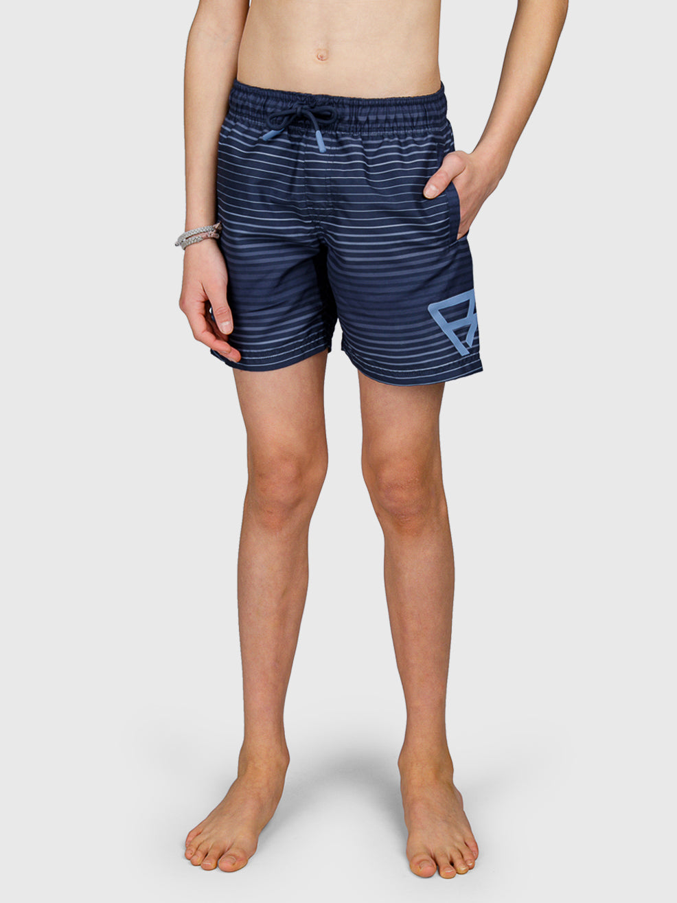 Cestery-Stripe Boys Swim Shorts | Indigo blue