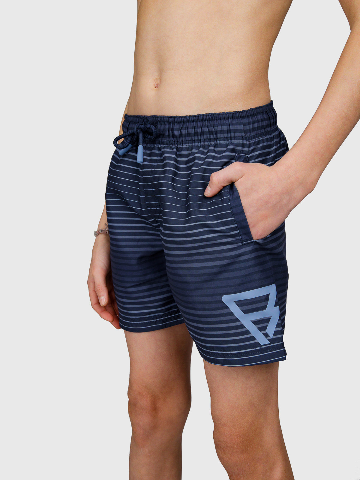 Cestery-Stripe Boys Swim Shorts | Indigo blue