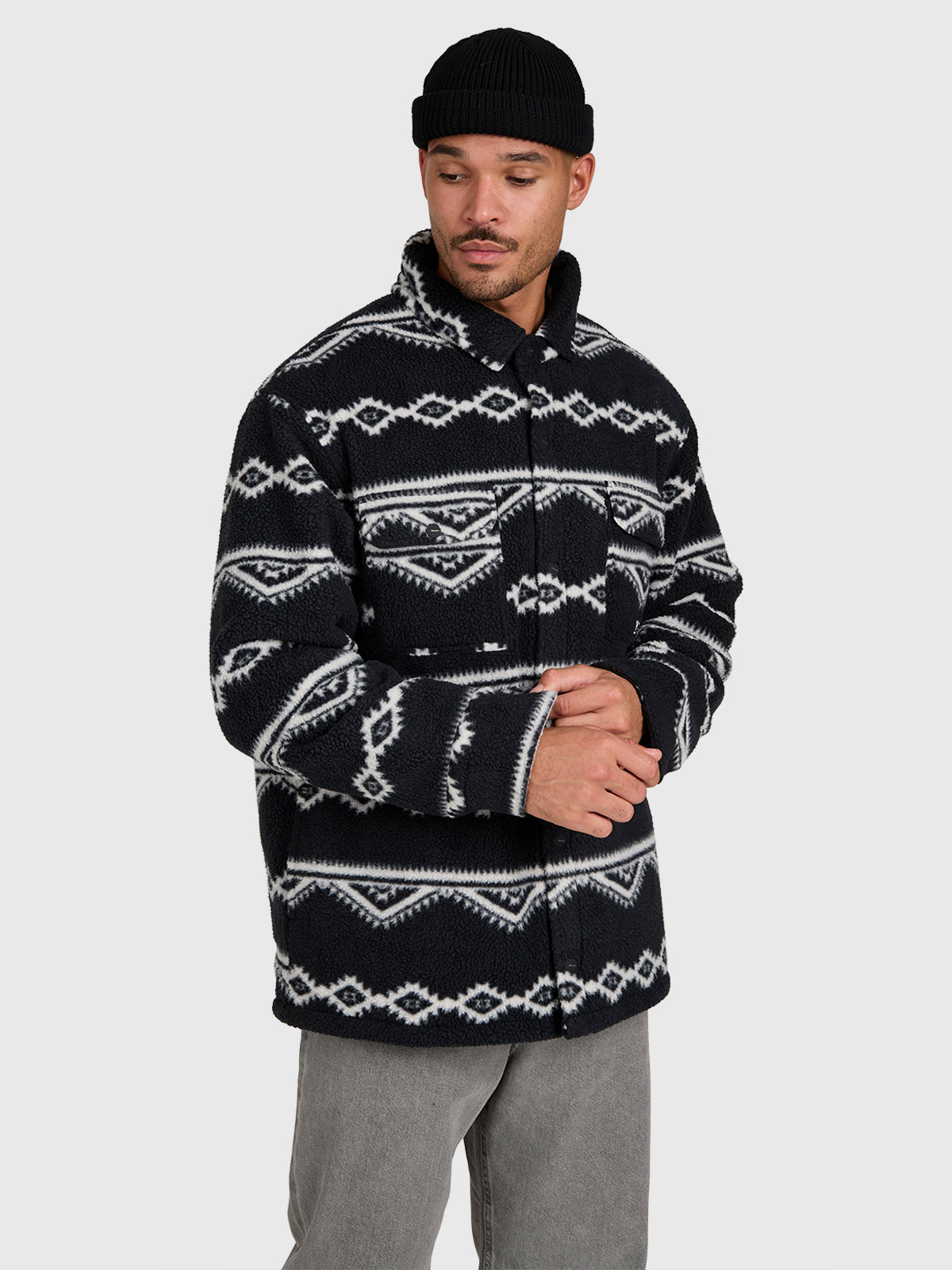Kevionnet Men Fleece Jacket | Black