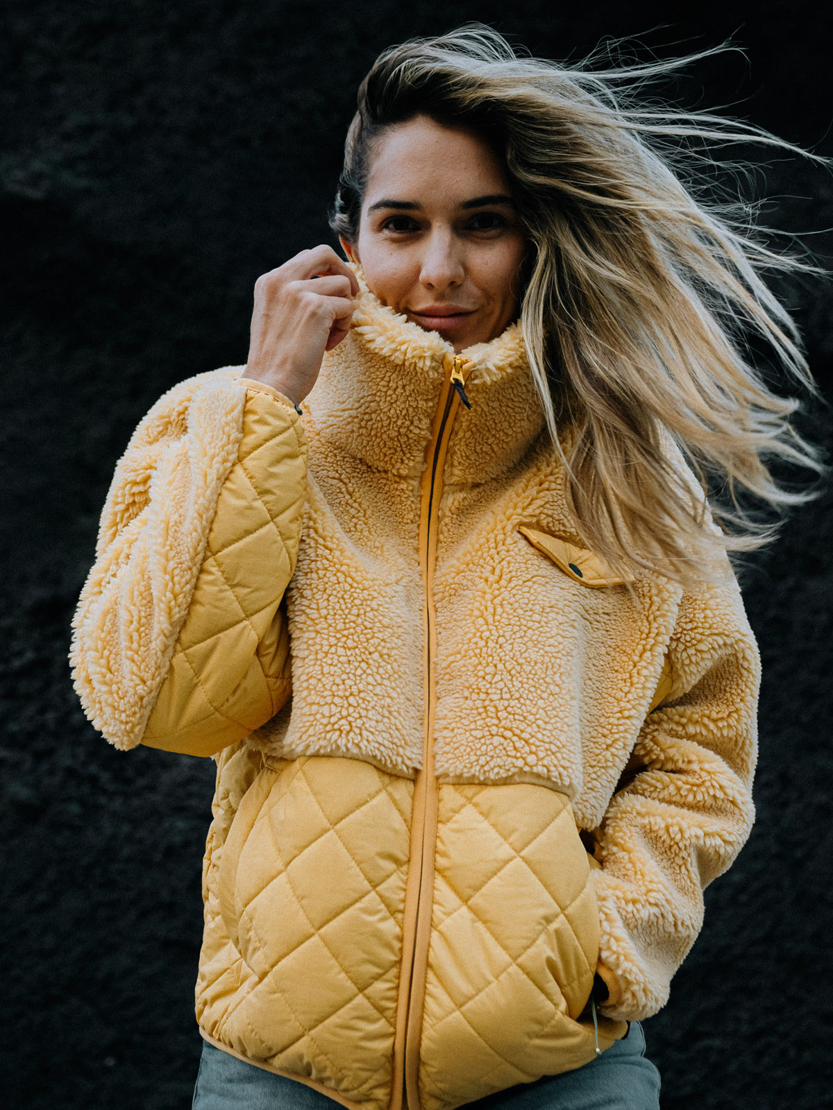 Becca Women Teddy Jacket | Yellow