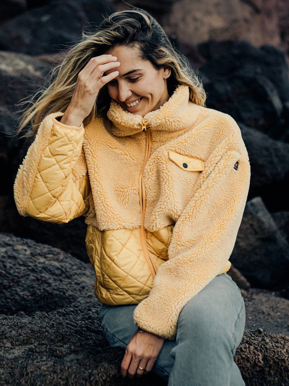 Becca Women Teddy Jacket | Yellow