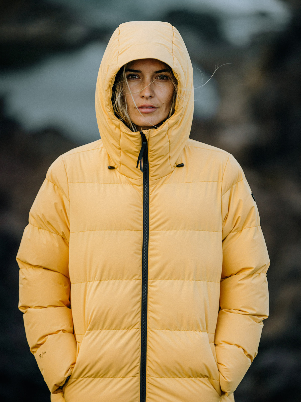 Bigsur Dames Lange Puffer Jas | Geel