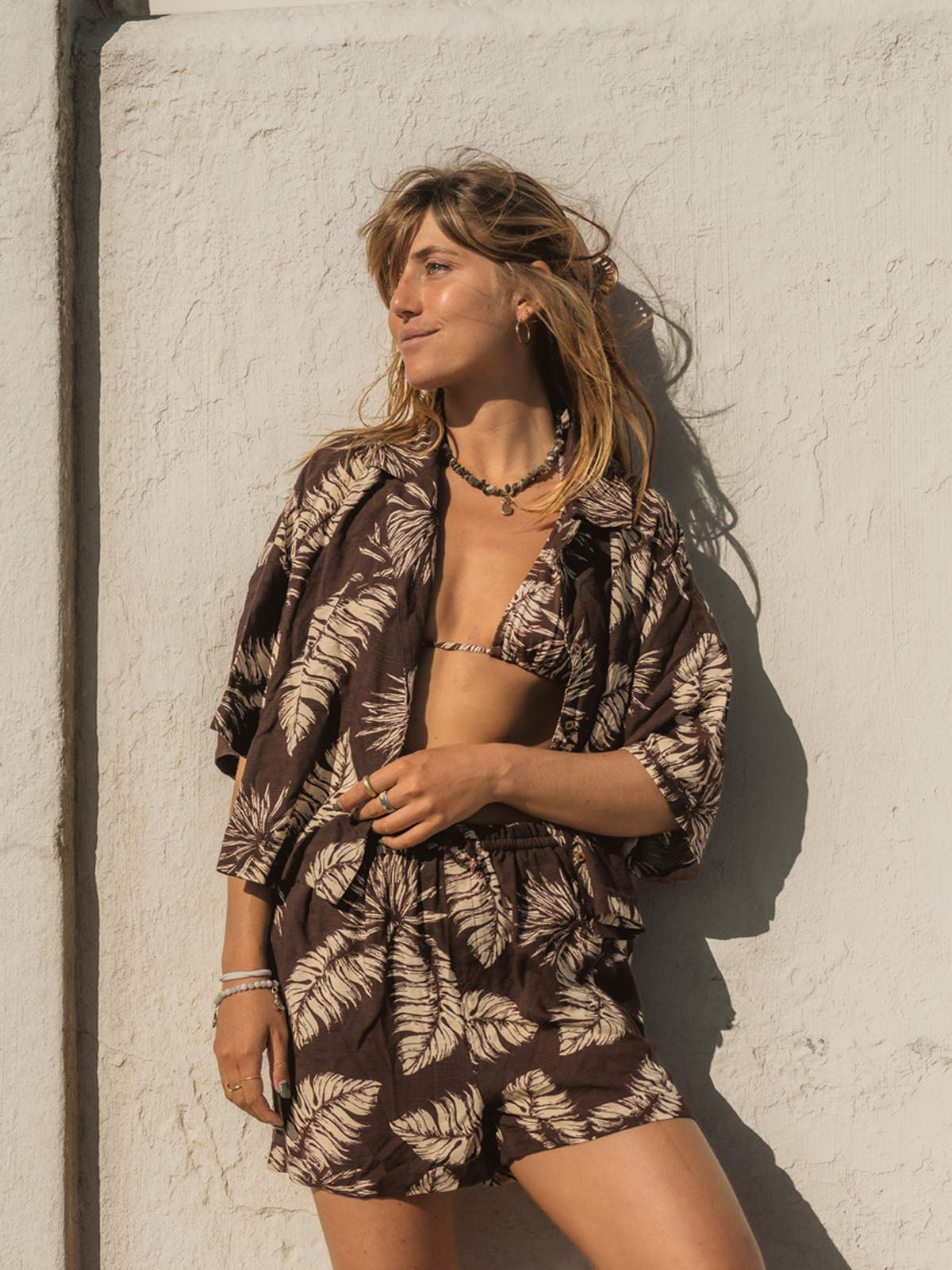 Rilee-Palm Dames Shirt | Bruin