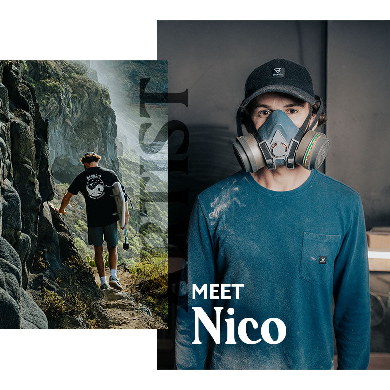 Ontmoet Brunotti's artiest Nico die surfboards maakt en een t-shirt heeft onworpen voor Brunotti