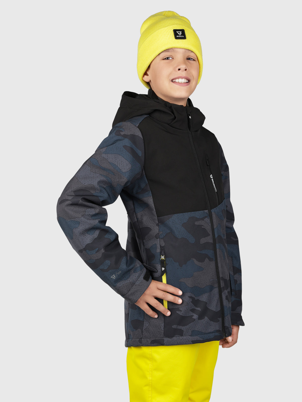Twinstroky-AO Jungen Softshell-Skijacke | Camouflage Grau
