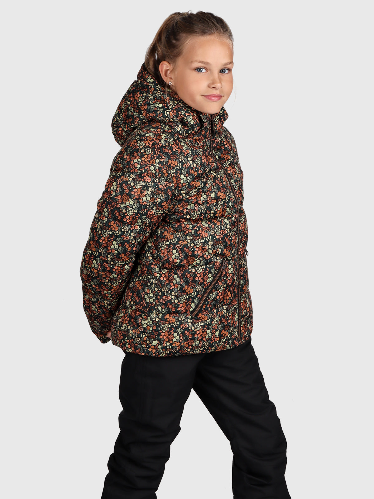 Mirina-Flower Meisjes Puffer Ski Jas | Bloemenprint