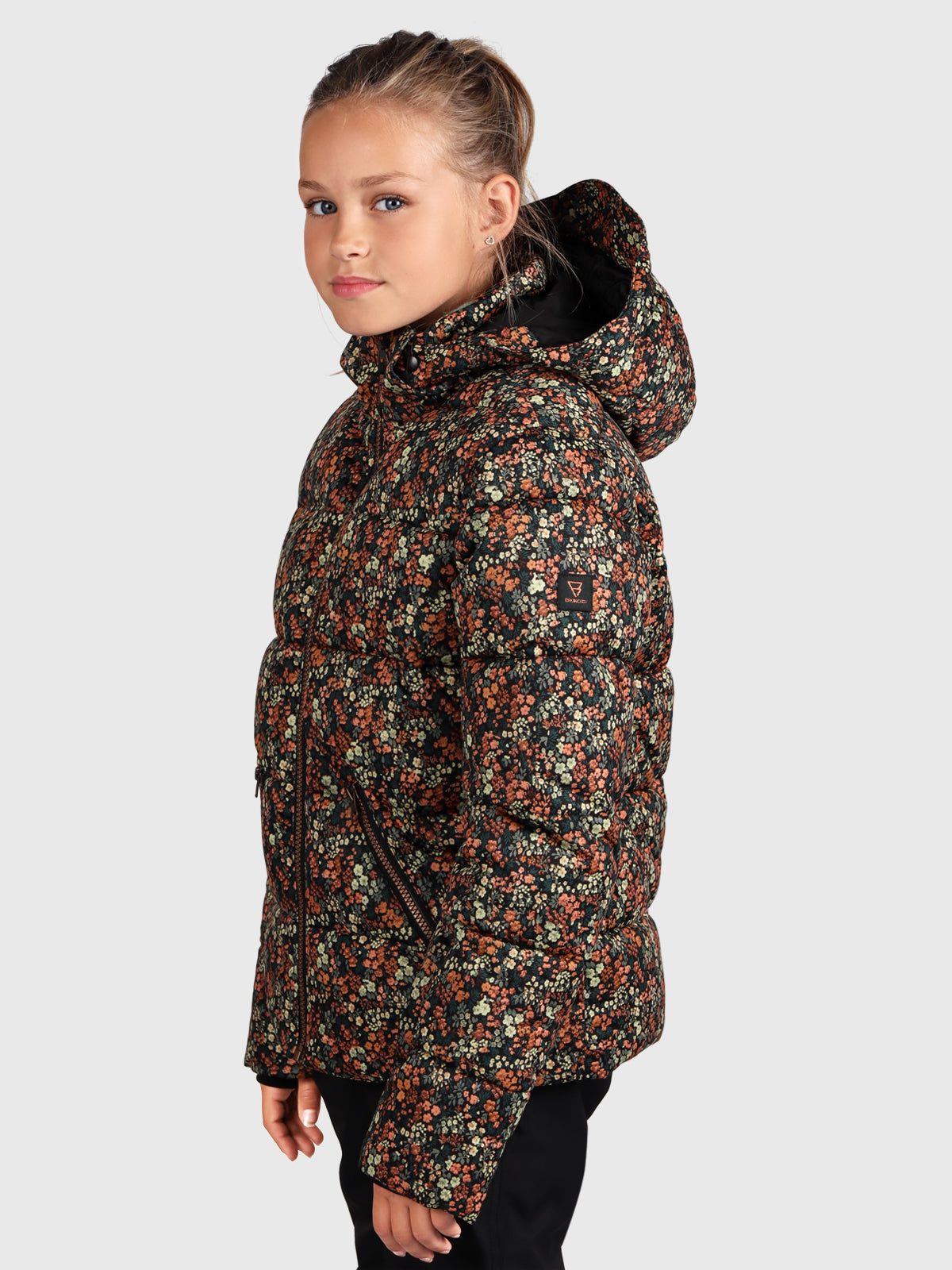 Mirina-Flower Meisjes Puffer Ski Jas | Bloemenprint