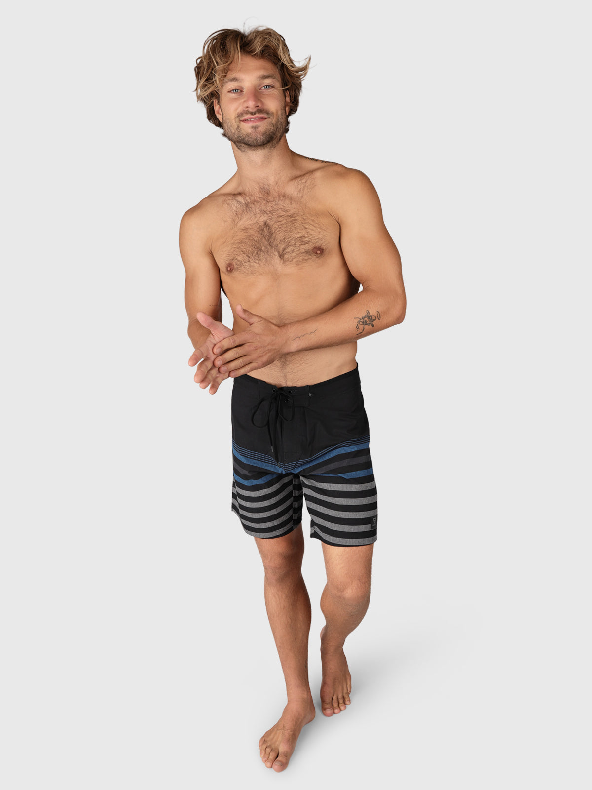 Paitor-Stripe Men Boardshorts | Black