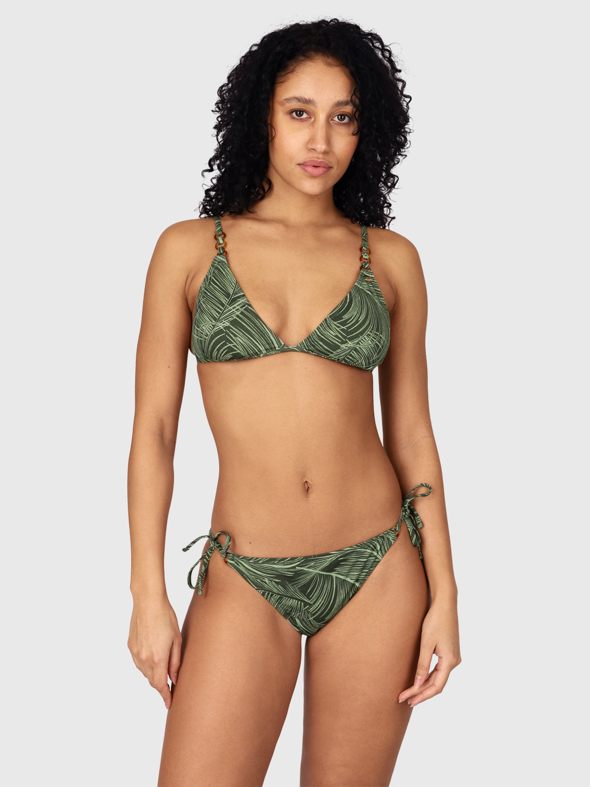 Hanaley-Satin Damen Triangel Bikini | Grün