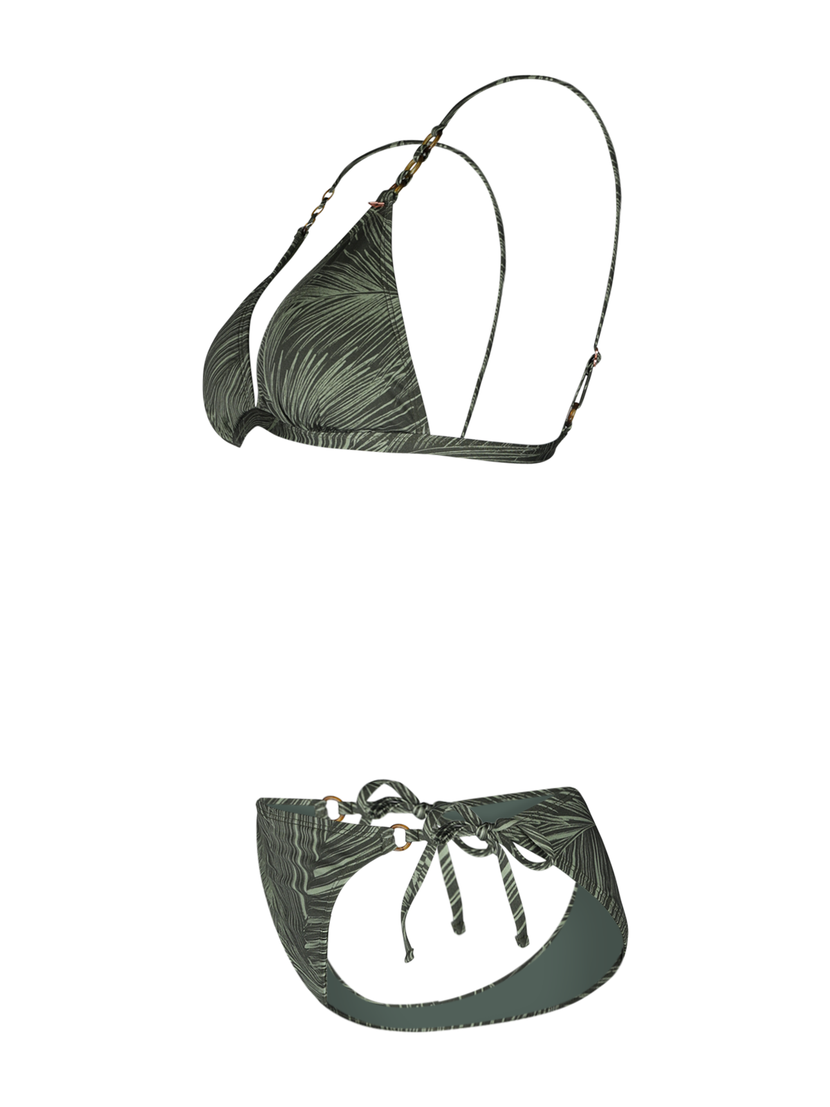 Hanaley-Satin Dames Triangel Bikini | Groen