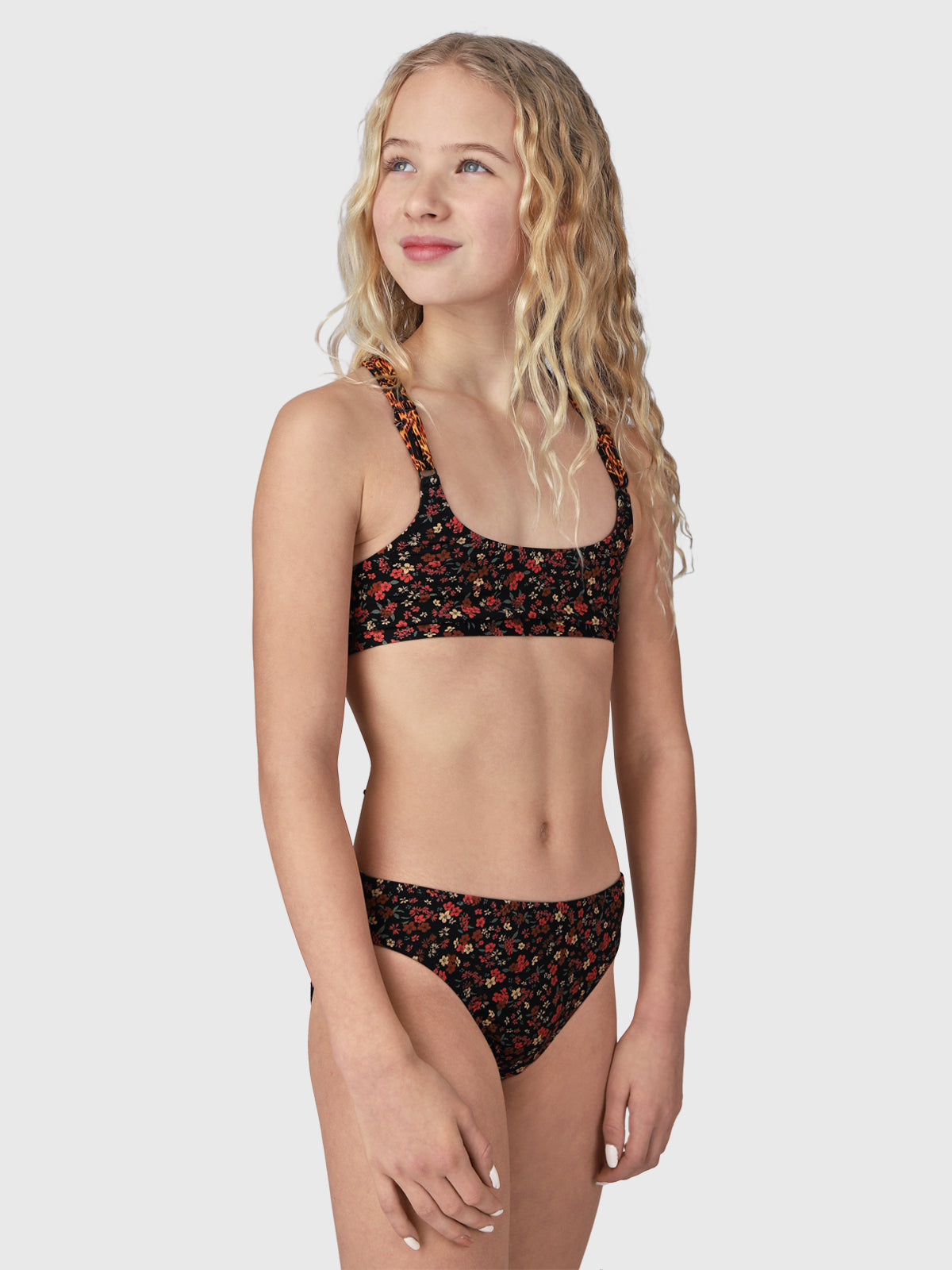 Lina-Flower Meisjes Bikini | Zwart