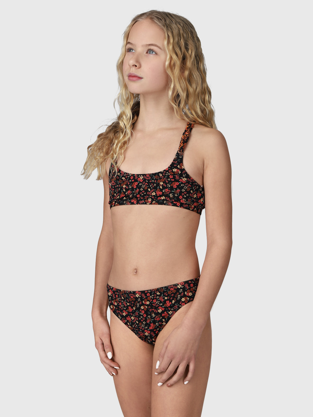 Lina-Flower Meisjes Bikini | Zwart