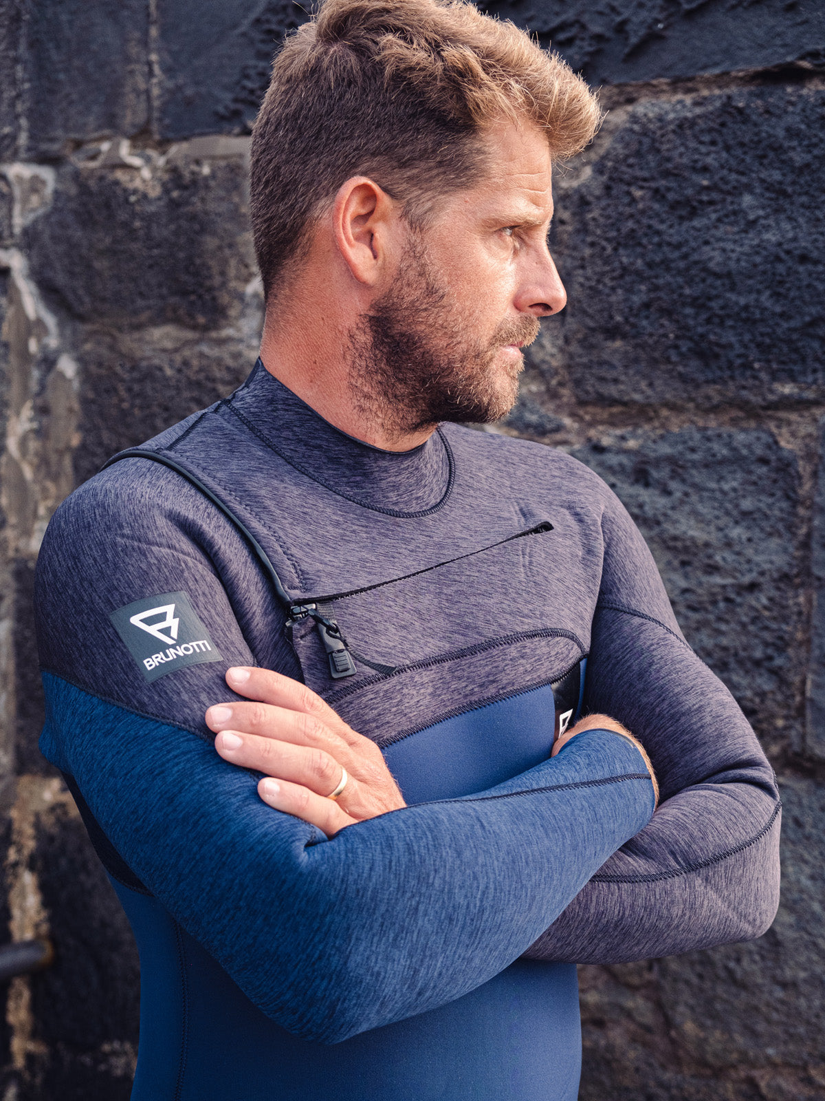Gravity Fullsuit 4/3 mm Heren Wetsuit | Blauw + Grijs