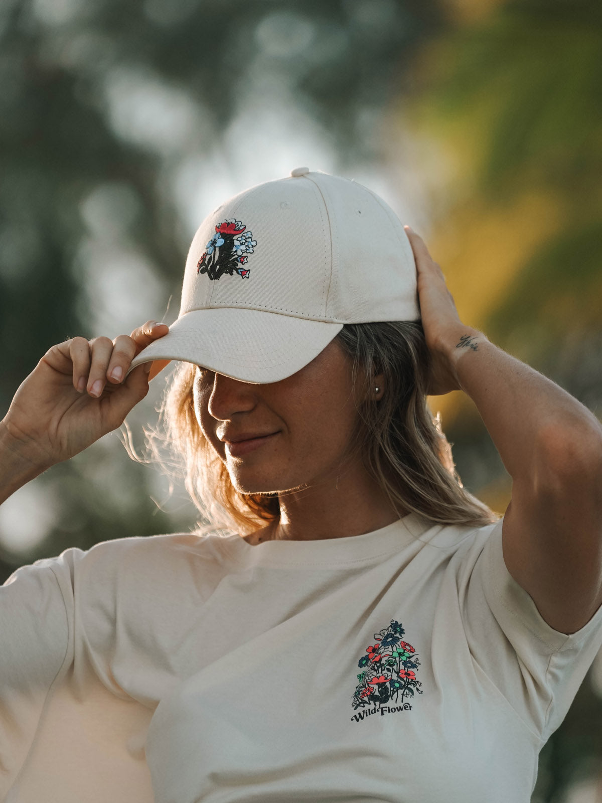 Chiara-Flower Women Cap | White