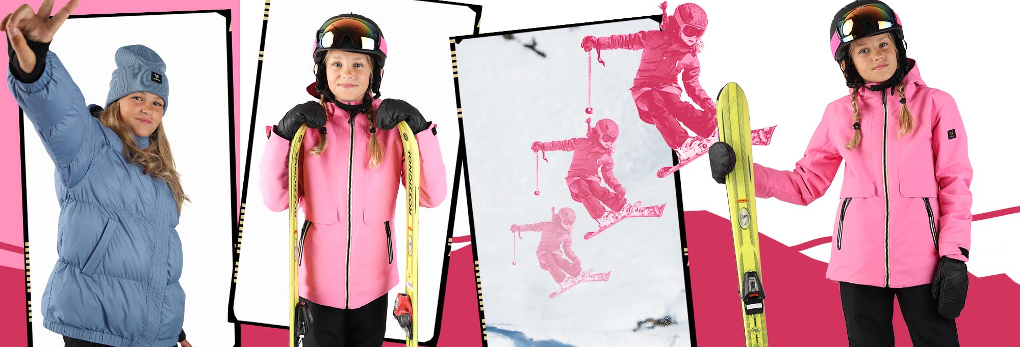 meisjes op de skihut dragen skibroek van Brunotti en ook een ski salopette.