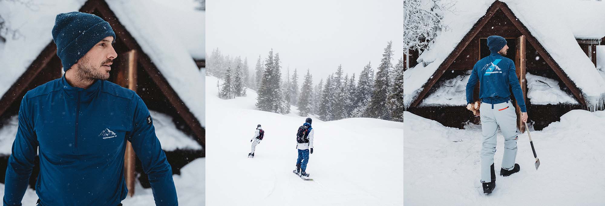 Lekker in de sneeuw betekent lekker warme kleding. Youri Zoon draagt na het skiën een zachte fleece van Brunotti.